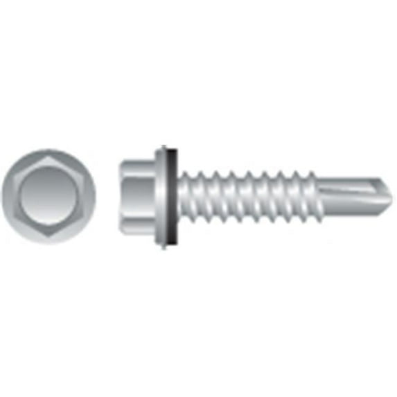 Strong-Point Unslotted Indented Hex Washer Head Screws - Zinc Plated - Box of 4000 - 10-16 x 0.75 in.