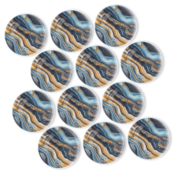Strong Refrigerator Magnet Fridge Sticker, Abstract Colorful Fluid Marble 12Pcs Beautiful Photo Decorative Magnet Set, Small Round Crystal Glass Craftwork for Refrigerator Decor