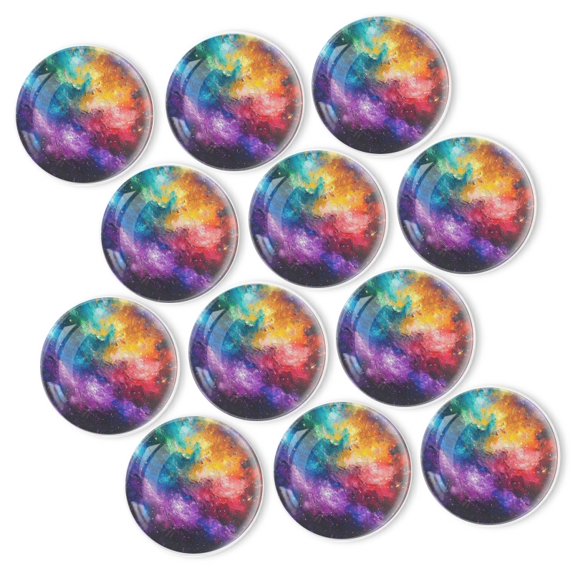 Strong Refrigerator Magnet Fridge Sticker, Exquisite Star - Filled Galaxy 12Pcs Beautiful Photo Decorative Magnet Set, Small Round Crystal Glass Craftwork for Refrigerator Decor