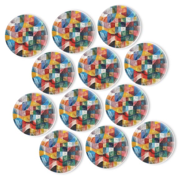 Strong Refrigerator Magnet Fridge Sticker, Gorgeous Color - Block Art 12Pcs Beautiful Photo Decorative Magnet Set, Small Round Crystal Glass Craftwork for Refrigerator Decor