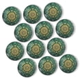 thumbnail image 1 of Strong Refrigerator Magnet Fridge Sticker, Green Mandala Pattern Resembles Flowers 12Pcs Beautiful Photo Decorative Magnet Set, Small Round Crystal Glass Craftwork for Refrigerator Decor, 1 of 4