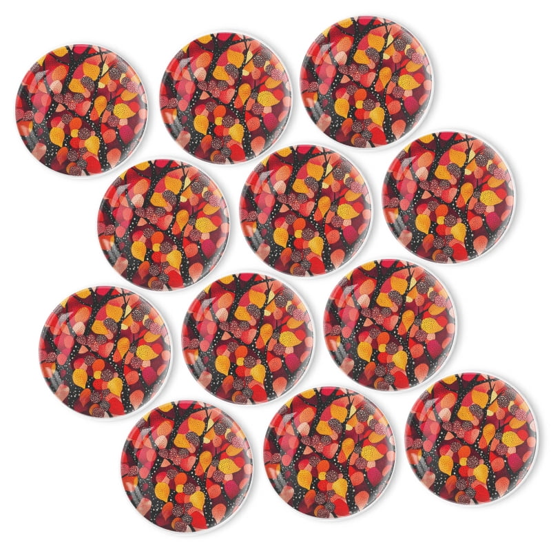 Strong Refrigerator Magnet Fridge Sticker, Polka Dot Leaves In Abstract ...