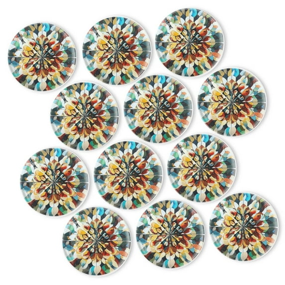Strong Refrigerator Magnet Fridge Sticker, Stunning Color - Wheel Bloom 12Pcs Beautiful Photo Decorative Magnet Set, Small Round Crystal Glass Craftwork for Refrigerator Decor