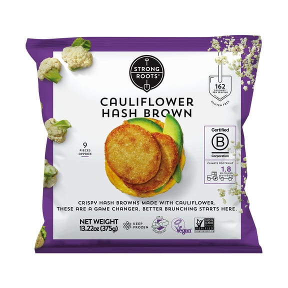 Strong Roots Cauliflower Hash Brown Patties, 13.22 oz (Frozen)