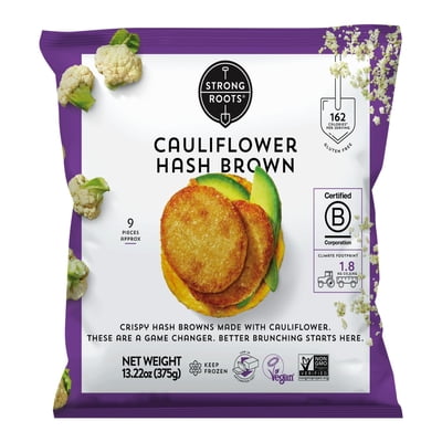 Strong Roots Cauliflower Hash Brown Patties, 13.22 oz (Frozen)