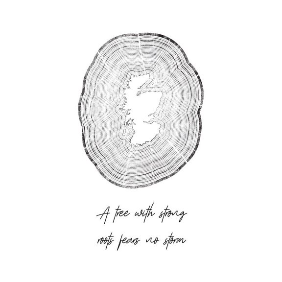 Strong Roots Storm Scotland Map Tree Rings Art Print