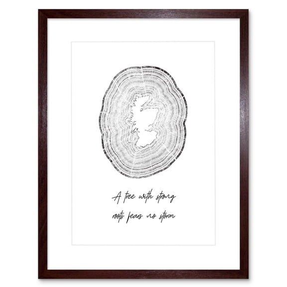 Strong Roots Storm Scotland Map Tree Rings Framed Art Print