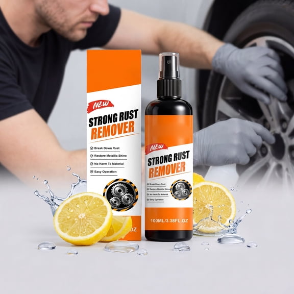 Strong Rust Remover Spray, Fast-Acting Metal Rust Dissolver for Car Parts, Automotive Wheels, & Hardware, Restores Metallic Shine & Protects Surfaces, 100ml / 3.38 fl.oz