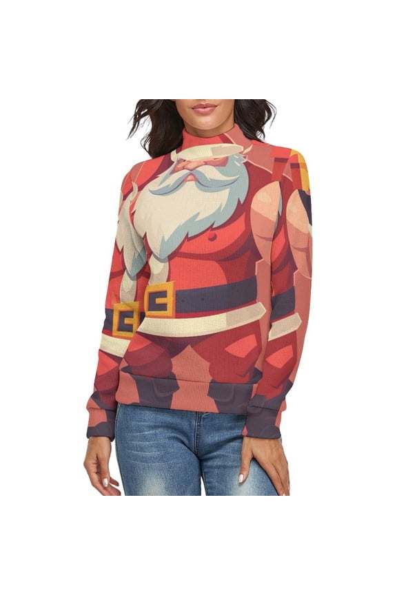 Strong Santa Women's Turtleneck Sweater Long Sleeve Ribbed Fitted Turtle Neck Casual Fall Winter Collection Top 2XL
