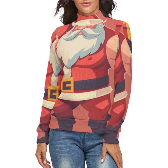 Strong Santa Women's Turtleneck Sweater Long Sleeve Ribbed Fitted Turtle Neck Casual Fall Winter Collection Top S
