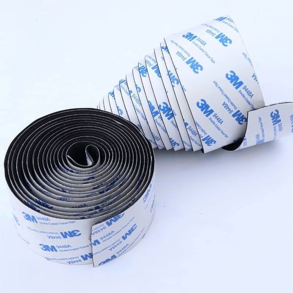 Strong Self-Adhesive Black Hook and Loop - 10FT Continuous Roll, All-Weather for Large Craft & Trim Work