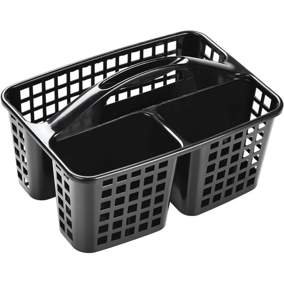 Plastic Shower Caddy Basket with Compartments, Portable Divided Cleaning Supply Storage Organizer with Handle for Dorm Bathroom
