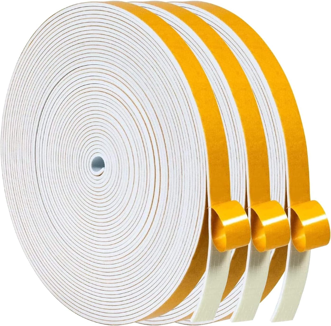 Strong Self Adhesive Foam Weather Stripping, Foam Seal Tape for Doors and Windows, SoundProof Weatherproof Insulation Strips, AC Seal Strip, Anti-Collision, Anti-Bug(1/4 in x 1/16 in x 50Ft, White)