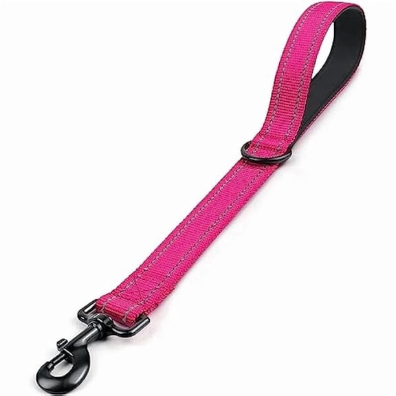 Strong Short Dog Leash 18 Inch, 1.2 Inch Wide, Heavy Duty, Padded Handle for Traffic Control, Reflective Leash for Medium and Large Dogs Walking Training,Hot Pink
