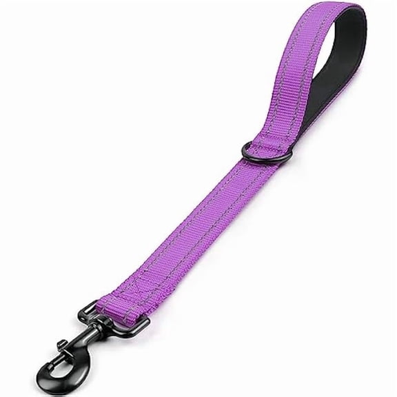 Strong Short Dog Leash 18 Inch, 1.2 Inch Wide, Heavy Duty, Padded Handle for Traffic Control, Reflective Leash for Medium and Large Dogs Walking Training, Purple