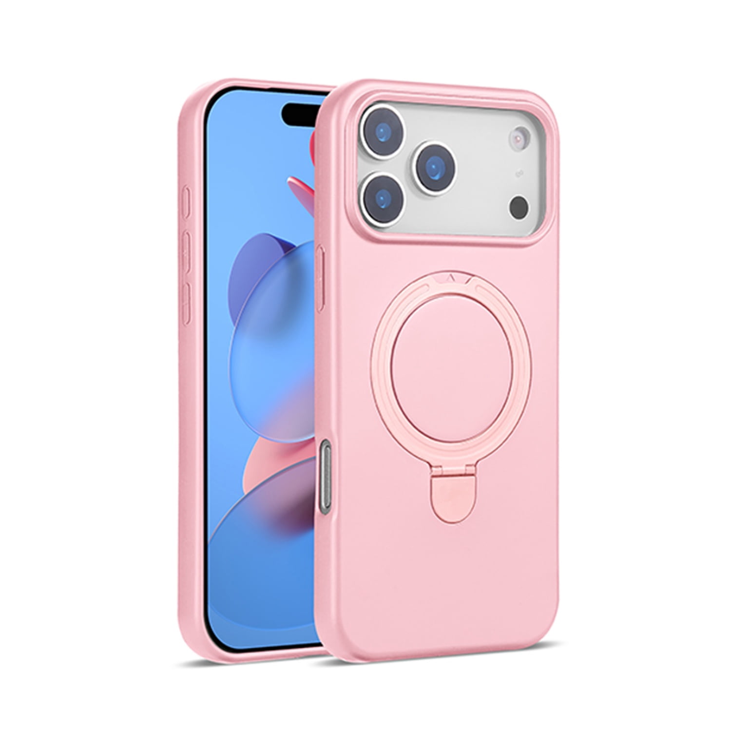 Strong Silicone Stand Case with Magsafe for iPhone 17 Pro - Pink