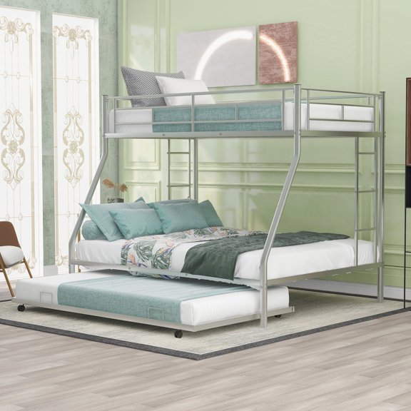 Strong Steel Frame | Bunk Bed with Safety Guardrails and Convenient Trundle | Secure and Comfortable Sleep