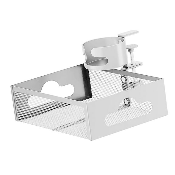 Strong Sticky-Back Cup Tray with Cable Management, Space-Saving Desk Mount Accessory for Phones Gadgets