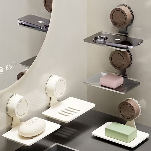 Strong Sticky Soap Dish Suction Cup - No Drill Soap Holder for Bathroom, Kitchen, and Laundry Room Storage