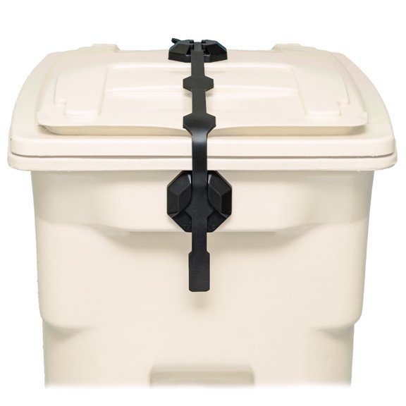 Blazer Brand Strong Strap Lid Lock for 32–96 Gallon Outdoor Garbage Cans, No Tools Required, Durable, Black, 1 Pack