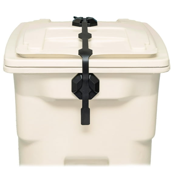 Blazer Brand Strong Strap Lid Lock for 32–96 Gallon Outdoor Garbage Cans, No Tools Required, Durable, Black, 1 Pack