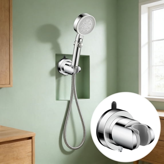Strong Suction Cup Handheld Shower Head Holder - Removable Waterproof Wall-Mounted Shower Bracket, Tool-Free Easy-Install, Adjustable Holder for Bathroom Shower Head Organization Use, 3*3in, Silver