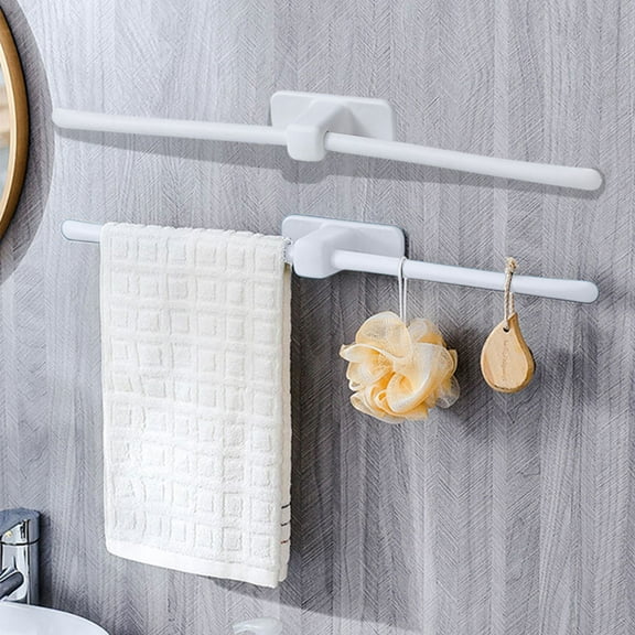 Strong Suction Cup Towel Bar No Drill Installation 2 Rods Space Saving Waterproof for Bathroom Kitchen Organization(White)