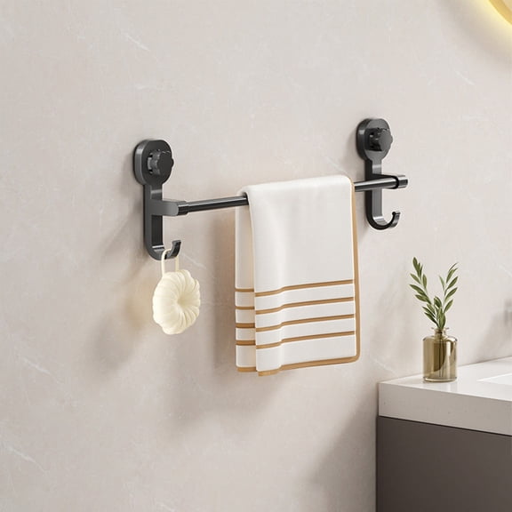 Strong Suction Cup Towel Rack | No Drill Wall Mounted Bathroom Organizer | Rust-Resistant Shower Towel Holder | Modern Bath Shelf for Towels & Washcloths | Space Saving Storage Solution