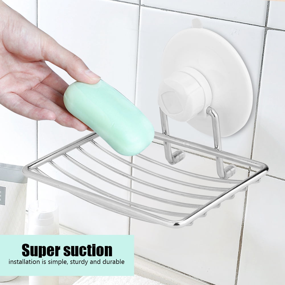 Strong Suction Removable Soap Dish Holder Basket Tray Bathroom Kitchen