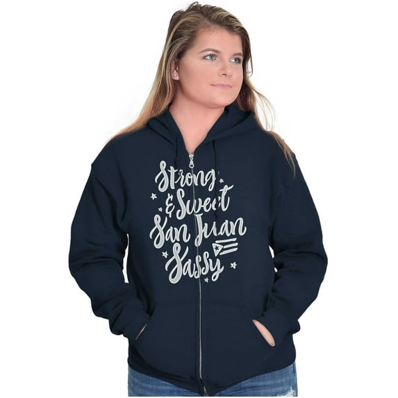 Strong Sweet San Juan Puerto Rico PR Zip Hoodie Sweatshirt Women Brisco Brands L