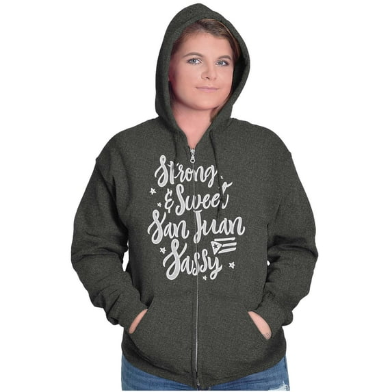 Strong Sweet San Juan Puerto Rico PR Zip Hoodie Sweatshirt Women Brisco Brands S