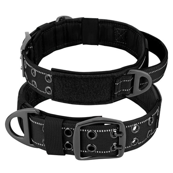 Strong Tactical Dog Collar Reflective Thick Military Training Collars with Handle Metal Buckle