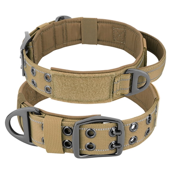 Strong Tactical Dog Collar Reflective Thick Military Training Collars with Handle Metal Buckle