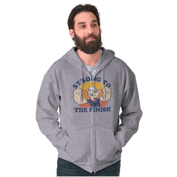 Strong To The Finish Popeye Sailor Unisex Plus Size Zip Hoodie Brisco Brands 3X