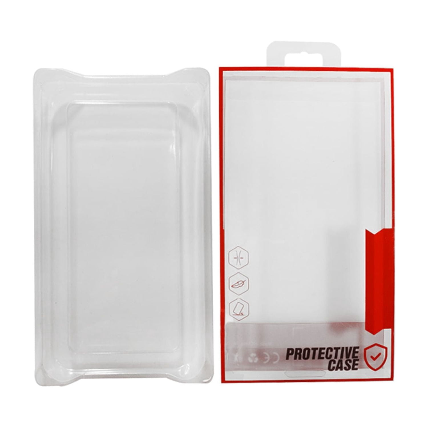 Strong Transparent Protective Packaging Box (Small Size/Pack of 50pcs) - Red