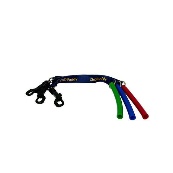 Strong Tube 3 Pack Regular 1/2" Red, Green and Blue Strong Tubes on Navy Clip On Tether