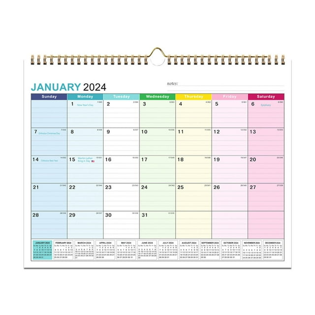 Strong Twinwire Binding, Large Daily Blocks ,18 Month Wall Calendar