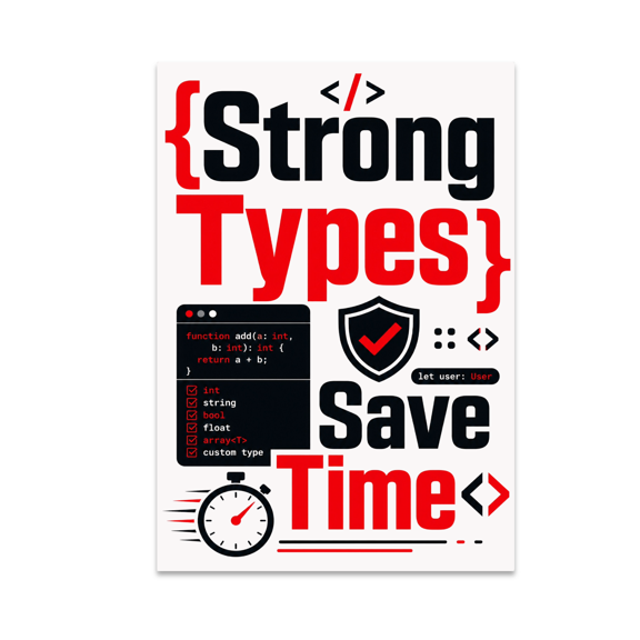 Strong Types Save Time - Programming Language Enthusiast - 13x19 Poster Print