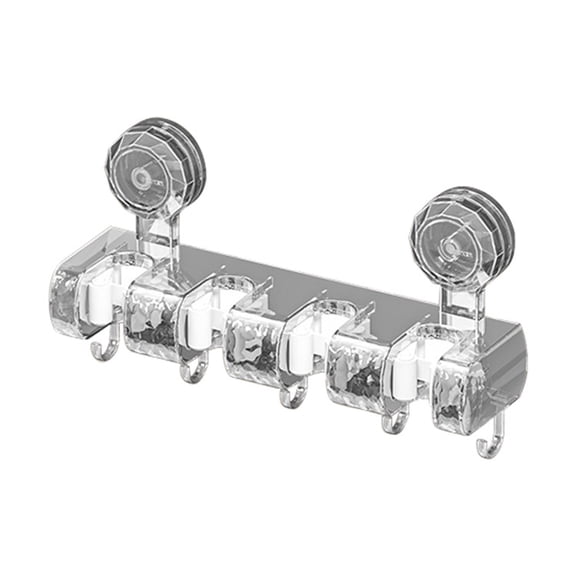 Strong Vacuum Suction Cup Wall Mounted Mop Holder No Drill Hanging Clip for Efficient Door and Bathroom Storage