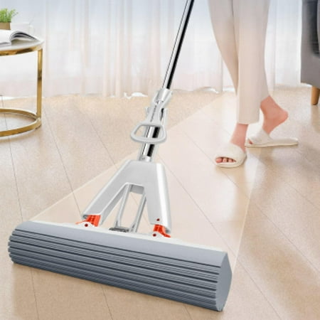 Strong Water Absorbency with 2 Absorbent Mop Head Refills Hangable Self Long Handle for Kitchen Floor Cleaning
