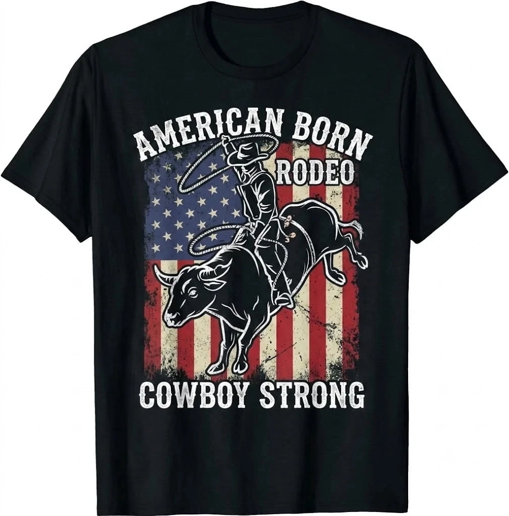 Bull Rider Cloth Strong Western Bull Riding Flag T-Shirt - Walmart.com
