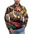 thumbnail image 1 of Strong Wild Boar Tusks Illustration Colorful Men's Sweater Sports POLO Shirt Zip Pullover Mens Athletic Long Sleeve Sweatshirt Mock Neck for Men, 1 of 7