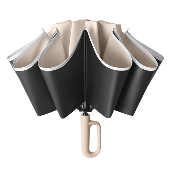 Strong Wind Resistant Inverted Folding Umbrella 42 Inch with Handle Reflective Strip Portable Travel Golf Umbrella Sun Rain Protection UV for Men Women Outdoor Commute
