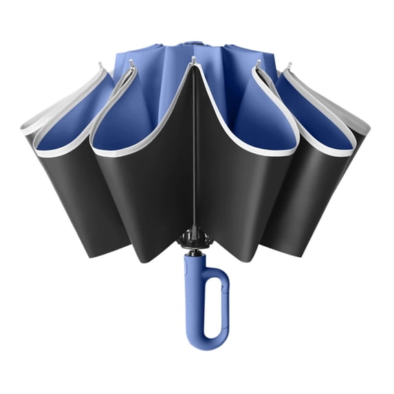 Strong Wind Resistant Inverted Folding Umbrella 42 Inch with Handle Reflective Strip Portable Travel Golf Umbrella Sun Rain Protection UV for Men Women Outdoor Commute