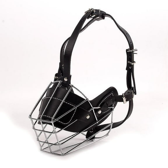 Strong Wire Metal Muzzle Basket Dog Muzzle Rottweiler,mastiff Golden Retriever Other (r1, Black/black Leather) hg.15