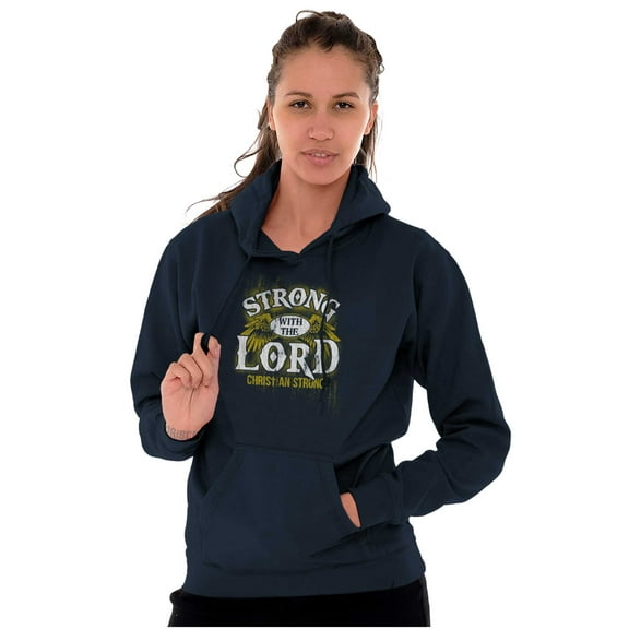 Strong With the Lord Christian Faith Hoodie Sweatshirt Women Men Brisco Brands M