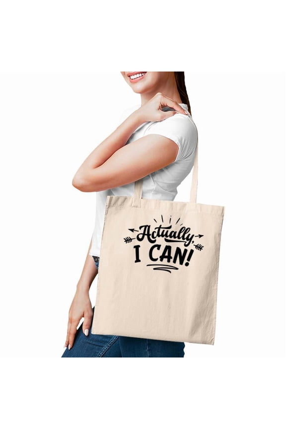 Strong Woman Actually I Can Do It Black Custom Tote Bag