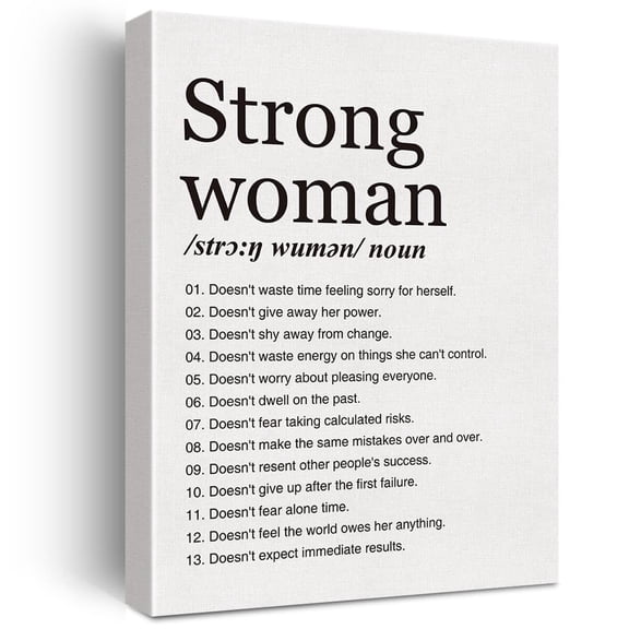 Strong Woman Definition Print Canvas Wall Art Home Office Decor Modern Minimalist Feminist Painting Canvas Poster Framed Ready to Hang Inspirational Gift