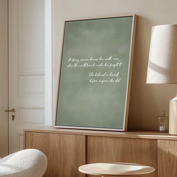 Strong Woman Quote Art, Sage Green Wall Decor, Inspirational Poster, Minimalist Typography Art, Empowerment Wall Art