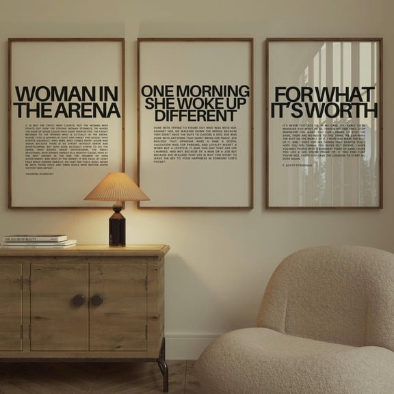 Strong Woman Quote Typography Motivational Trendy Wall Art Positive Quote Female Empowerment Office Decor Set 3 Stretched Canvas 16x24